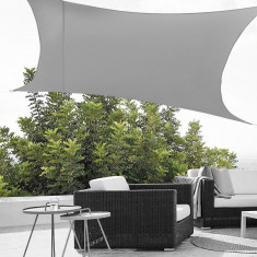 [en.casa]® Copertina Sonnensegel pentru soare sau vant, 3 x 5 m, poliester/poliuretan, gri deschis HausGarden Leisure