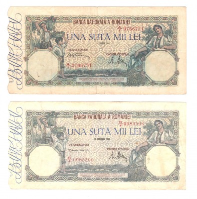SV * Romania LOT 4 x 100000 /100 MII LEI VIII.1945 + III - X - XII.1946 * +/- VF foto