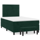 vidaXL Pat box spring cu saltea, verde &icirc;nchis, 120x190 cm, catifea 3270466