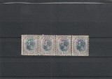 ROMANIA 1893-1908 LP 51 d SPIC DE GRAU 5 BANI STRAIF DE 4 TIMBRE MNH NESTAMPILAT