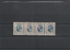 ROMANIA 1893-1908 LP 51 d SPIC DE GRAU 5 BANI STRAIF DE 4 TIMBRE MNH NESTAMPILAT