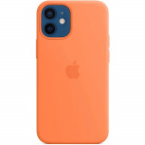 Husa de protectie telefon Apple pentru iPhone 12 mini, MagSafe, Silicon, Kumquat