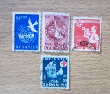 Lot 4 Timbre Romania 1958 FDIF Luptele Muncitoresti Crucea Rosie Invatamant Stampilate - RO1