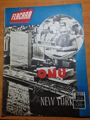 flacara 5 octombrie 1957-articol si foto orasul iasi,adunarea generala ONU foto