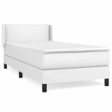 Cumpara ieftin Pat box spring cu saltea, alb, 100x200 cm, piele ecologica