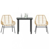 vidaXL Set mobilier de grădină cu perne 3 piese maro sticlă polirattan 3334555