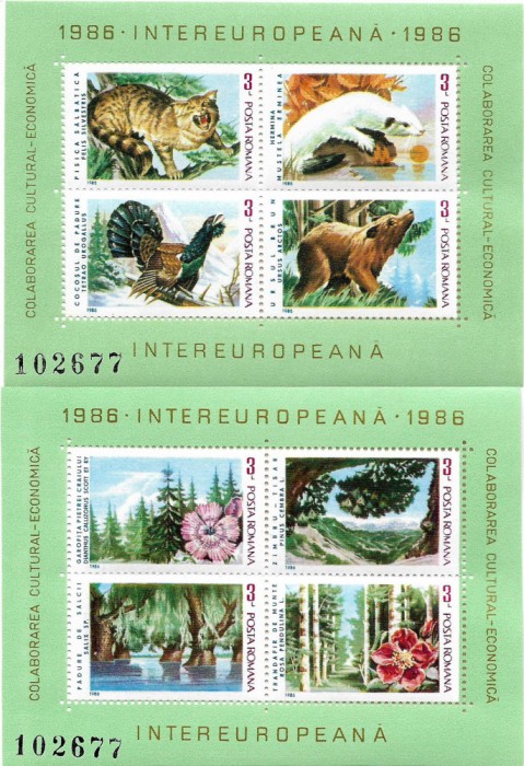 Colitele Colab. Cultural - Ec. Intereurop. (2 blocuri cu ac. nr.), 1986 - NEOBL.
