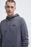 Under Armour bluză trening culoarea gri, cu glugă, neted