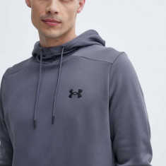 Under Armour bluză trening culoarea gri, cu glugă, neted