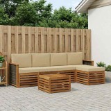vidaXL Set de canapele de exterior cu pernă 6 pcs Natural și Bej 3384259