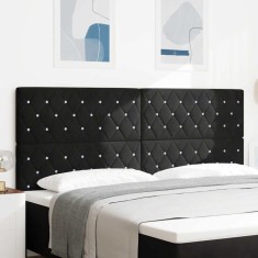 vidaXL Tăblie LED cu lumini cu bandă LED Argyle Negru 100 cm Catifea 3338380 foto