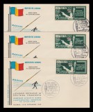 1962 Exil Romania 3 FDC C.E. Atletism serie ndt supratipar trilingv Emisiunea 29, Romania de la 1950