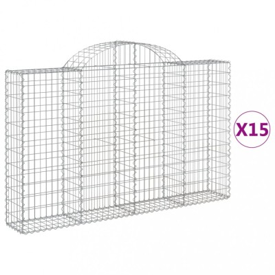 Cosuri gabion arcuite 15 buc, 200x30x120/140cm, fier galvanizat foto