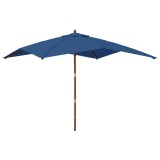 Umbrela de gradina stalp din lemn, albastru azur 300x300x273 cm