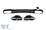 Difuzor tip E63 cu capete cromate potrivit pentru bara de protectie din spate A Design pe Mercedes E-Class W213 sedan, S213 break 2016-2022 cu garnitu