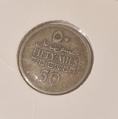 Palestina, British Palestine, 50 Mils 1927, KM#2, argint foto