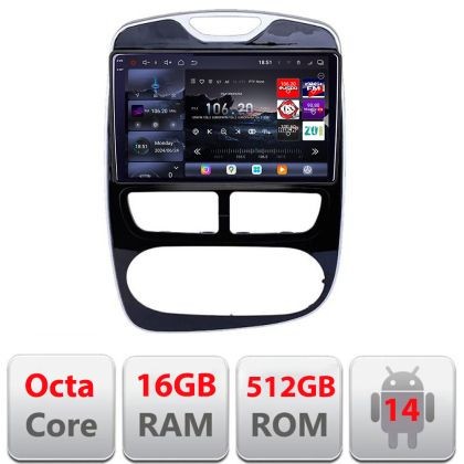 Navigatie Renault Clio 4 2012-2019 V1 Edotec Kit-467 8 core QLED 2K 16+512 360 Android Waze USB Navigatie Internet Youtube Radio CarStore Technology