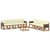 vidaXL Set de canapele de exterior cu pernă 7 pcs Natural și Crem 3385086