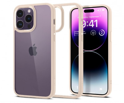 Husa Spigen Ultra Hybrid pentru iPhone 14 Pro Max, Bej - RESIGILAT foto