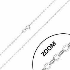 Lanț lucios din argint 925 - zale ovale plate conectate perpendicular, 1,4 mm