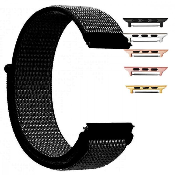 Curea material textil, compatibila cu Apple Watch 10, 46mm, Raisin Black