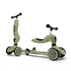 Trotineta copii cu sezut, transformabila 2in1, HighwayKick 1 Olive, 1-5 ani, pana la 50 kg, Scoot Ride