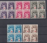 ROMANIA 1941 LP 145 CRUCEA ROSIE A ROMANIEI SERIA IN BLOCURI DE 4 TIMBRE MNH, Nestampilat