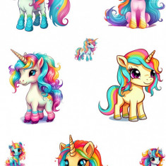 Sticker decorativ Waterproof cu Unicorni, 90x60 cm, 1314STK-1