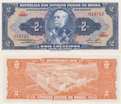 Brazilia 2 Cruzeiros 1954-58 P-151b UNC foto