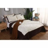 Cumpara ieftin Set Cuvertura Pat Catifea cu Blanita, Maro -LIM60