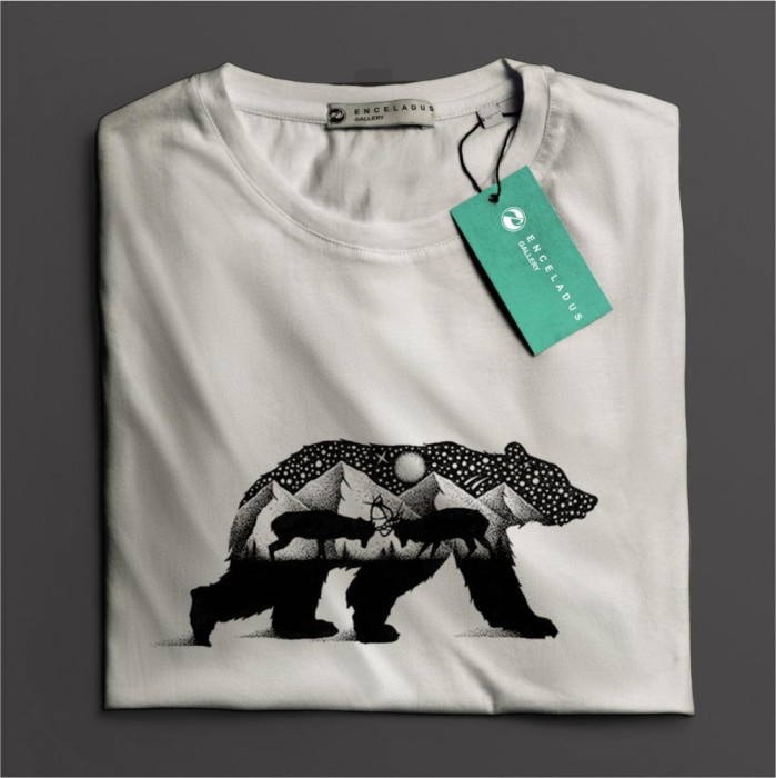 Tricou casual din bumbac 100% de barbati marimea L Lupta-te cu ursul