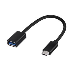 Cablu adaptor OTG USB-C USB 3.0 Type-C Male la USB 3.0 Female 15cm, negru