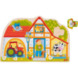 Puzzle cu piese mari, pentru bebe si toddler, Casuta fermierului, Goki