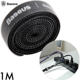 Banda velcro organizare cabluri Baseus, 3 m, Negru