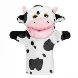 Figurină de plus vacă albă pentru teatru de păpuși, 28 cm, CMCLASS