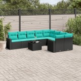 Gossi set canapele de gradina cu perne, 10 piese, negru, poliratan