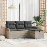 VidaXL Set de canapele pentru grădină 4 pcs Gri deschis Rattan poli