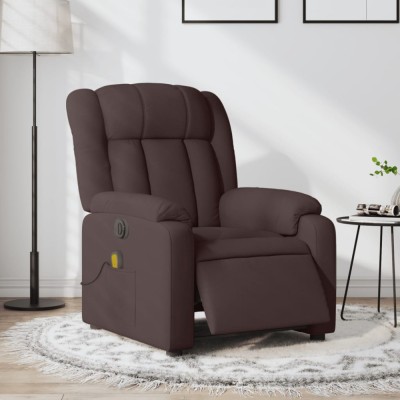 vidaXL Fotoliu electric de masaj rabatabil, maro &amp;icirc;nchis, textil foto