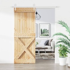 vidaXL Ușă glisantă cu set de feronerie 80x210 cm, lemn masiv de pin 3203224