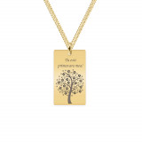 Floris - Colier personalizat copac tablita si lant gros rombo din argint 925 placat cu aur galben 24K