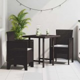 Set de 2 scaune de grădină cu perne, maro, din ratan sintetic
