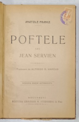 POFTELE LUI JEAN SERVIEN de ANATOLE FRANCE , EDITIE INTERBELICA foto