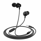 Casti cu fir jack cu microfon, 1.2m hoco, black