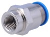 Conector Push-in Simplu FESTO G 1/4 interior, Diametru Iesire 12mm, Alama Nichelata, NBR, Presiune -0.95-6 bar, Temp -10-80 C