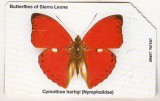 bnk card Cartele telefonice - Sierra Leone 10 unitati - fauna - insecte - fluturi