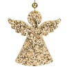 Ornament Brad Crăciun, Model &Icirc;nger, Lemn, Glitter Auriu, 8 cm, Oem