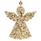 Ornament Brad Crăciun, Model &Icirc;nger, Lemn, Glitter Auriu, 8 cm