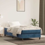 vidaXL Saltea de pat cu arcuri, albastru &icirc;nchis, 90x220x20 cm, catifea