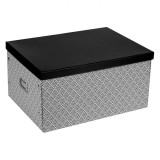 Cutie Depozitare, Model Romburi, Dimensiuni 40x30x20cm, Alb/Negru, Oem