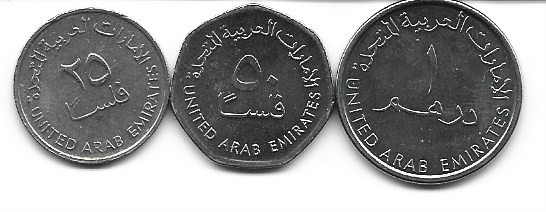 Emiratele Arabe Unite lot 3 monede: 25 si 50 fils, 1 dirham